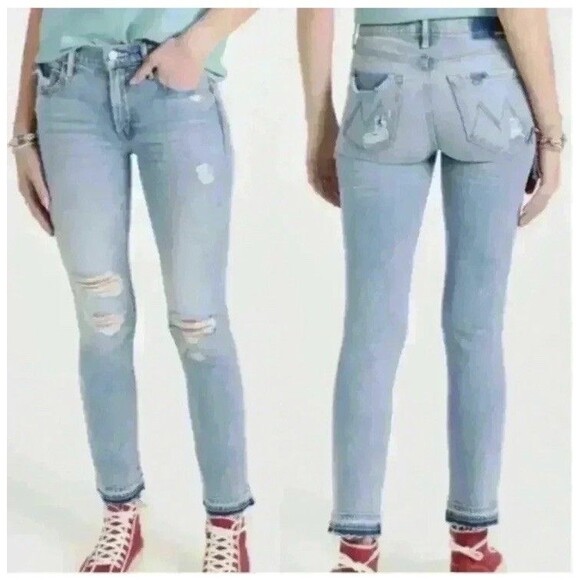 Mother Jeans Womens 30 The Rascal Ankle Undone Fray Vacation Temptation Denim - Picture 1 of 14